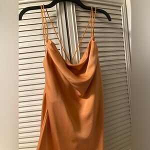Orange wedding guest summer dress L